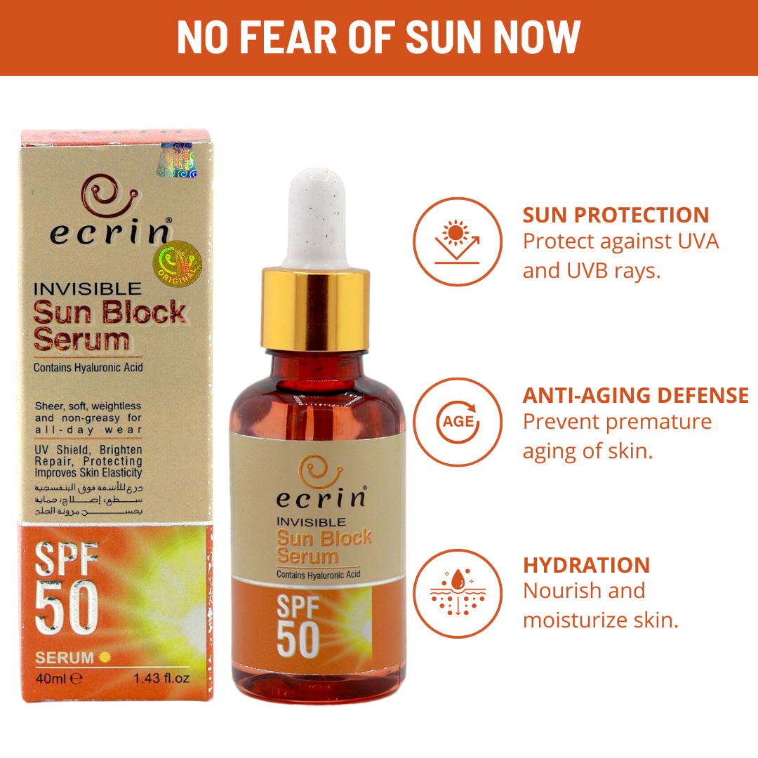 Ecrin Sun Block Serum (invisible) - 40ml - Get Incredible Results 
