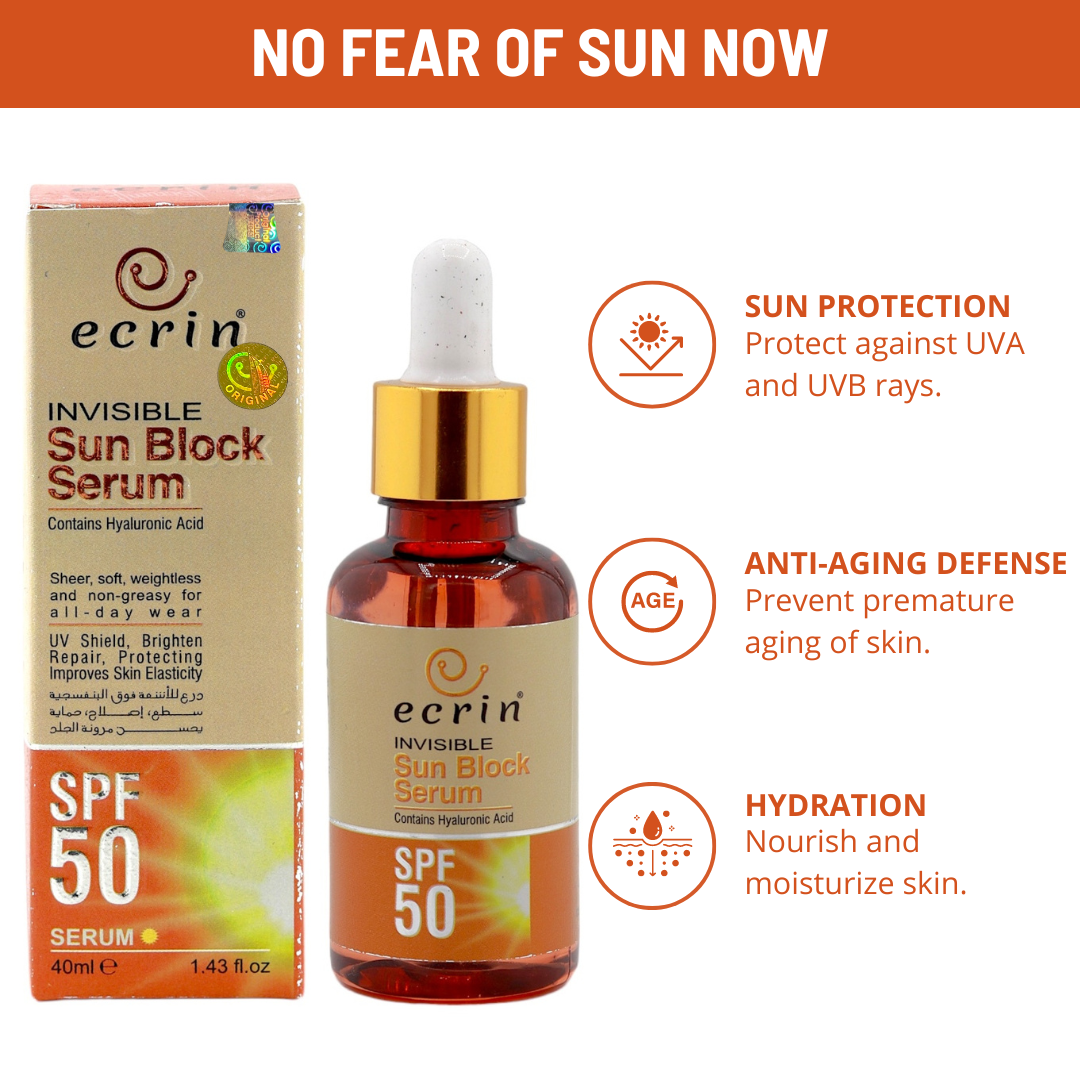 Ecrin Sun Block Serum (invisible) - 40ml - Get Incredible Results ￼